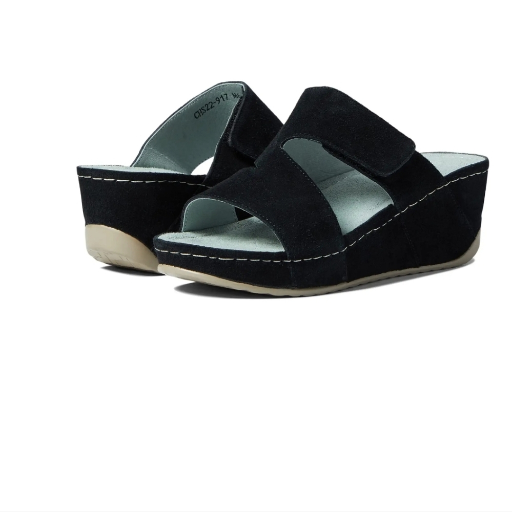 David Tate Suede Laurel Comfort Sandals Black 9M Brand New